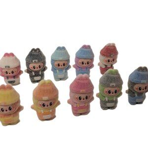 10-Piece Mini Flocked Bunny Figure Set ~2” Party Cake Toppers Decor